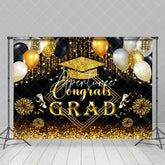 Aperturee - Gloden Glitter Balloon Tassel Graduation Backdrop